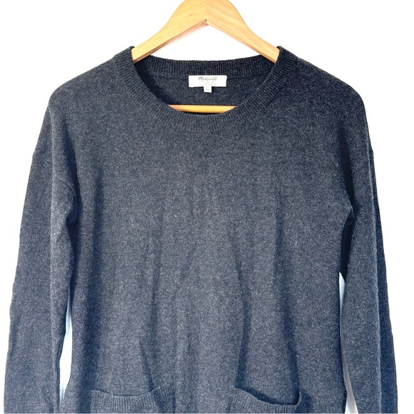 Madewell 100% Cashmere Gray Pullover Pocket Sweater Sz S - Picture 6 of 15